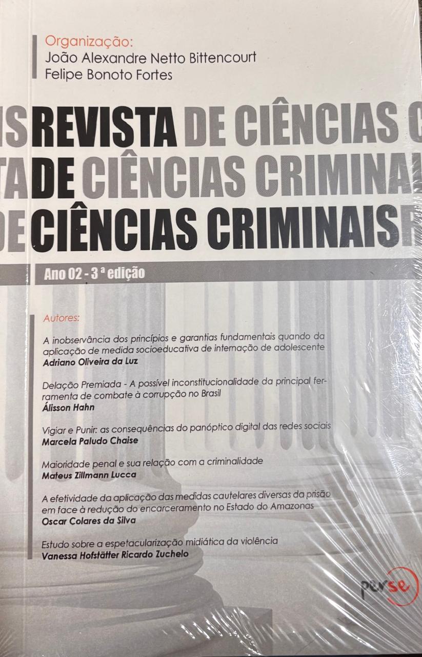 Capa da Revista de Ciências Criminais, Ano 02, 3ª edição, Editora Perse, com artigo de Adriano Oliveira da Luz
